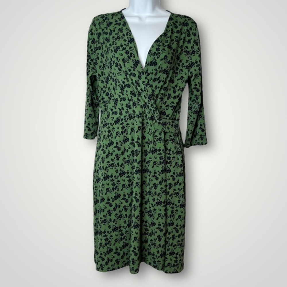 Stitch Fix Hailey 23 Meesha Faux Wrap Knit Dress XL Green Navy Blue Floral